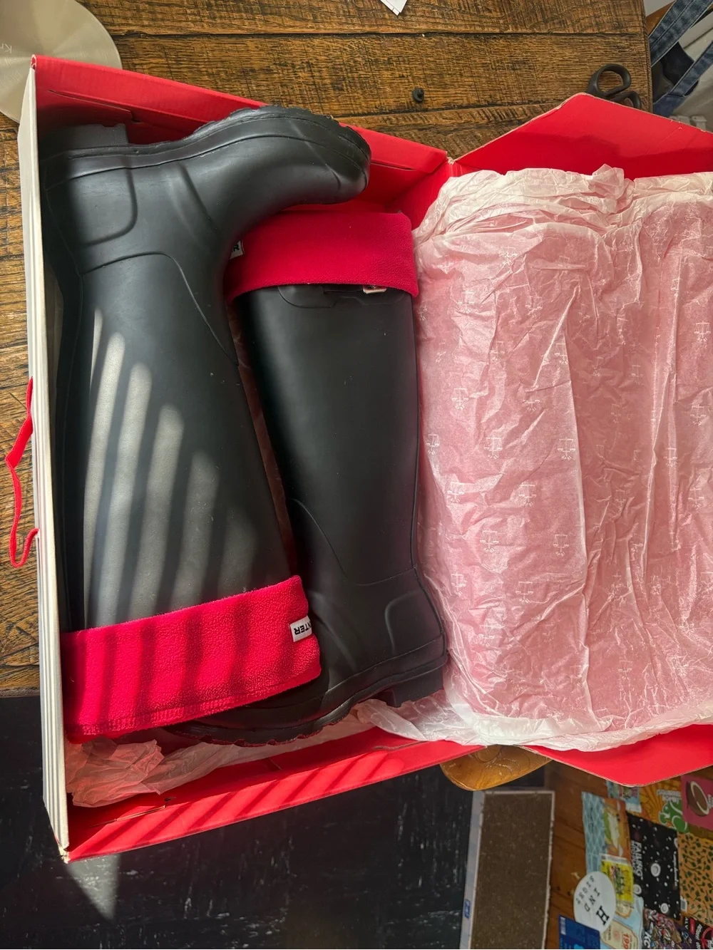 Hunter Black Tall Rain Boots + 🧦